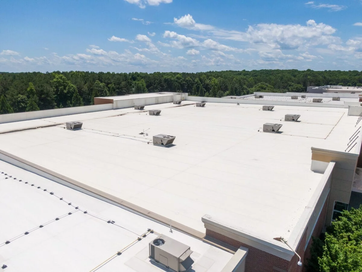 Hero shot of a flat commercial roof